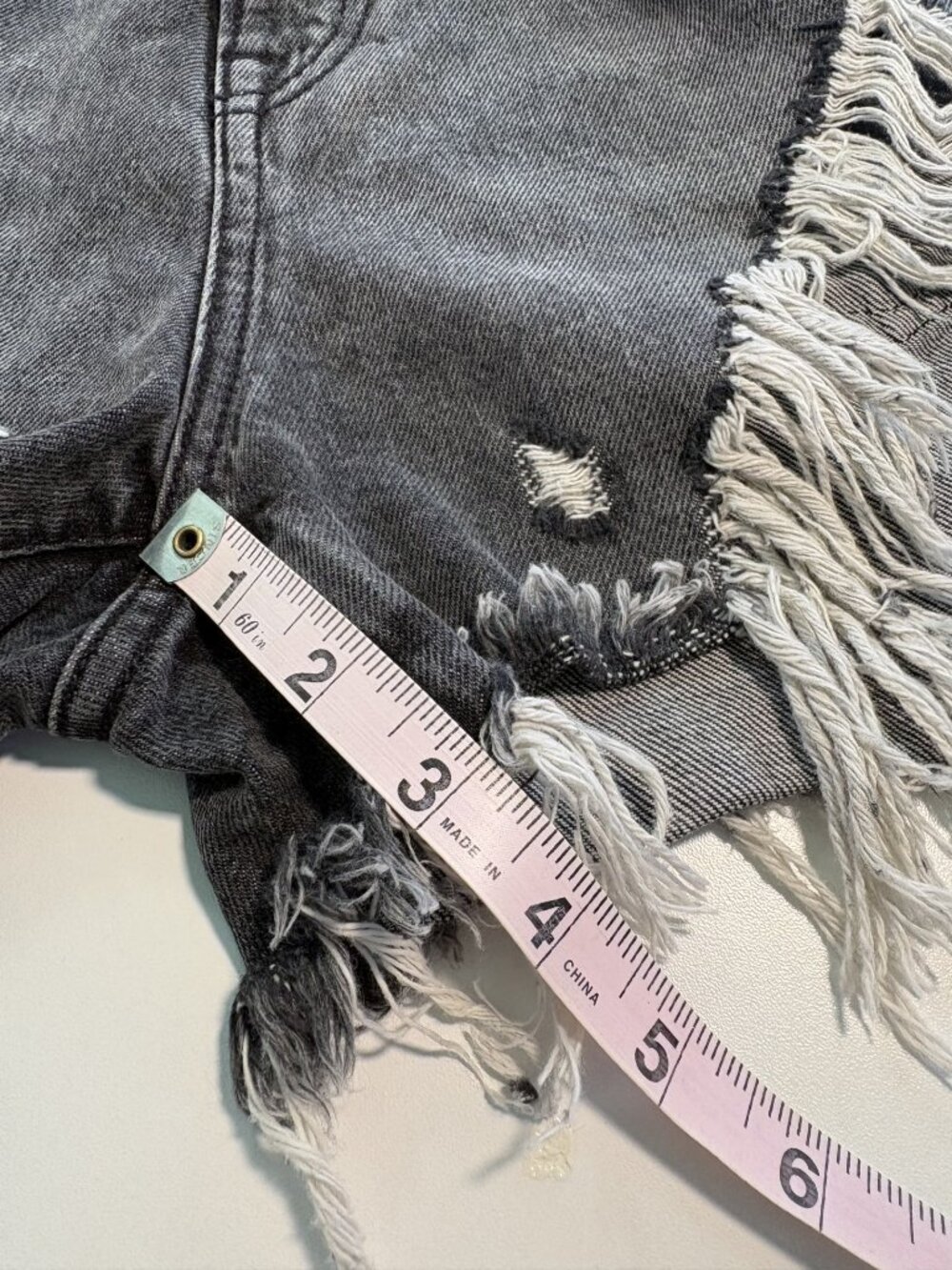 R13 Made In Italy Distressed Denim Cutoff Shorts Gray Black Wash Size 28 - Picture 8 of 10